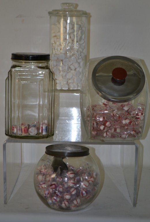 Grouping of 4 general store display jars (1 of 3)