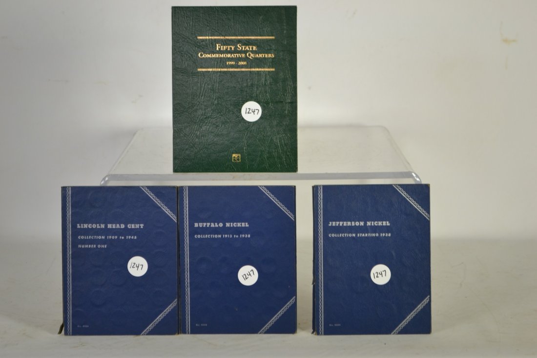 Misc. Coin Book Collection: Misc. Coin Book Collection including book of Lincoln head sets 1909 - 1945 (missing 2 1909 s.v.d.b. and 1914-d) otherwise appears to be completeBUffalo NIckel Collection w/ 20 Buffalo Head NIckels, Je