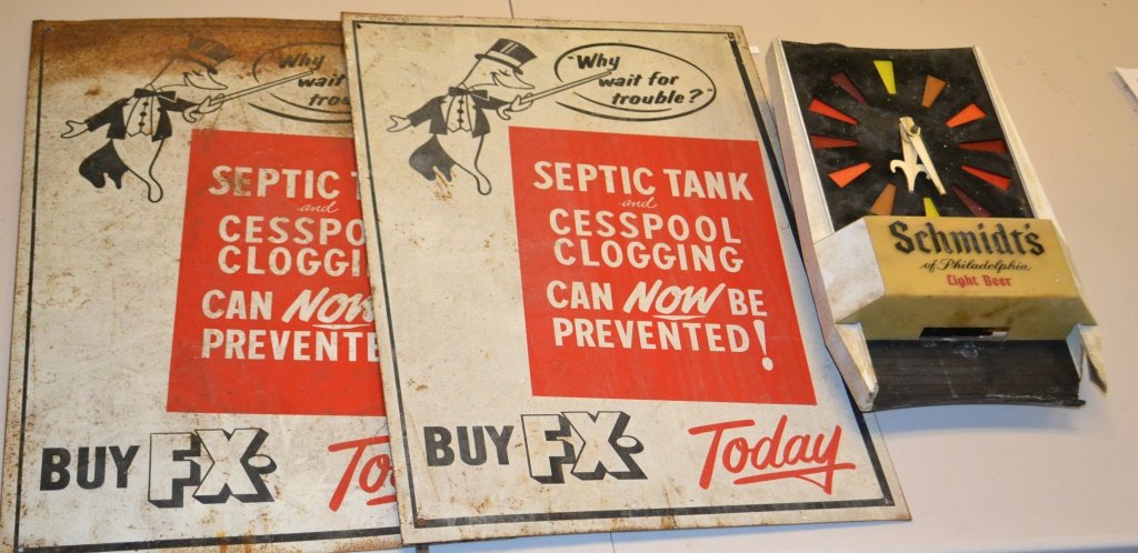 Pair of Early 20 C Septic Signs w/ Oxidation (1 of 3)