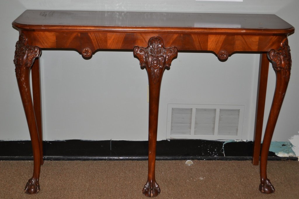 Mahogany Hall Table Highly carved cabriolet legs with b (1 of 1)