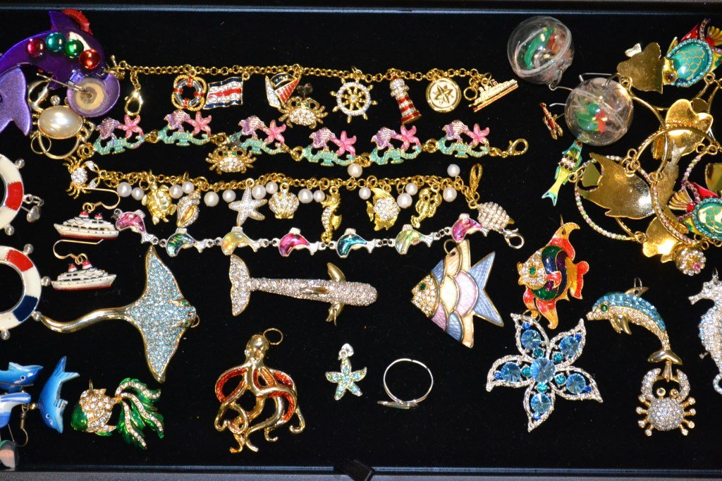 Vintage Animal & Rhinestone Costume Jewelry: Vintage Animal & Rhinestone Costume Jewelry including: charm bracelets, pins, earrings, etc.