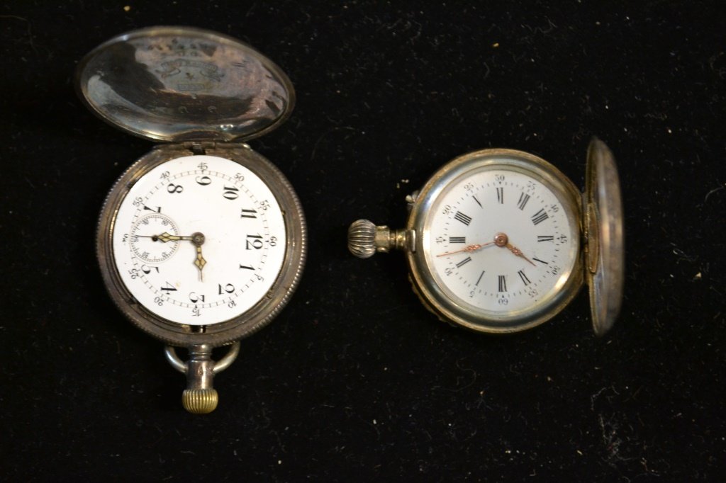 Two Coin Silver Ladies Pocket Watches (1 of 1)