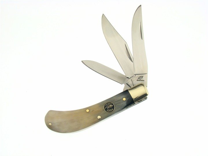 Ocoee River Frost Cutlery SaddleHorn 3 Blade Knife: Ocoee River Saddle Horn 3 Blade Folding Knife with 3 folding blades, no lock, comes with box; approx 6 in overall