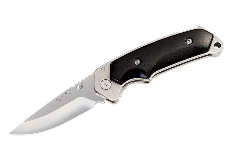 Buck Knives 279 Folding Alpha Hunter Knife: Buck Knives 279 Folding Alpha Hunter Knife with 420HC drop point stainless steel blade, liner lock, Anti-Slip Black Rubberized Handle with Stainless Steel Frame, Includes Heavy Duty Nylon Sheath with