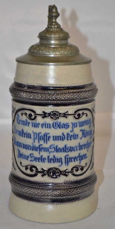 HR Blue/Grey Threaded Relief Stoneware Stein (1 of 4)