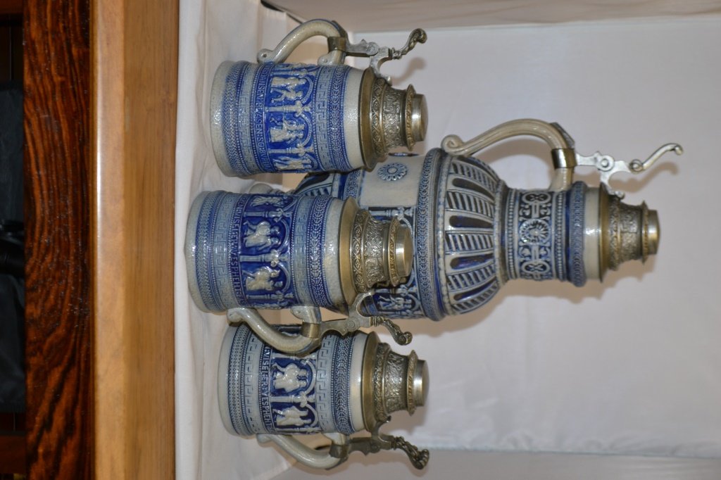 Serving Set with 3 Steins Revival Westerwald Blue (1 of 10)