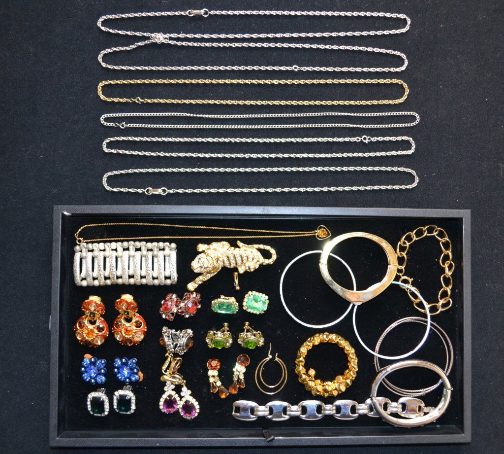 Misc. Costume Jewelry: Misc. Costume Jewelry including: Joan River Pieces, Kenneth Jay Lane, Trifari Tiger Broach, Etc