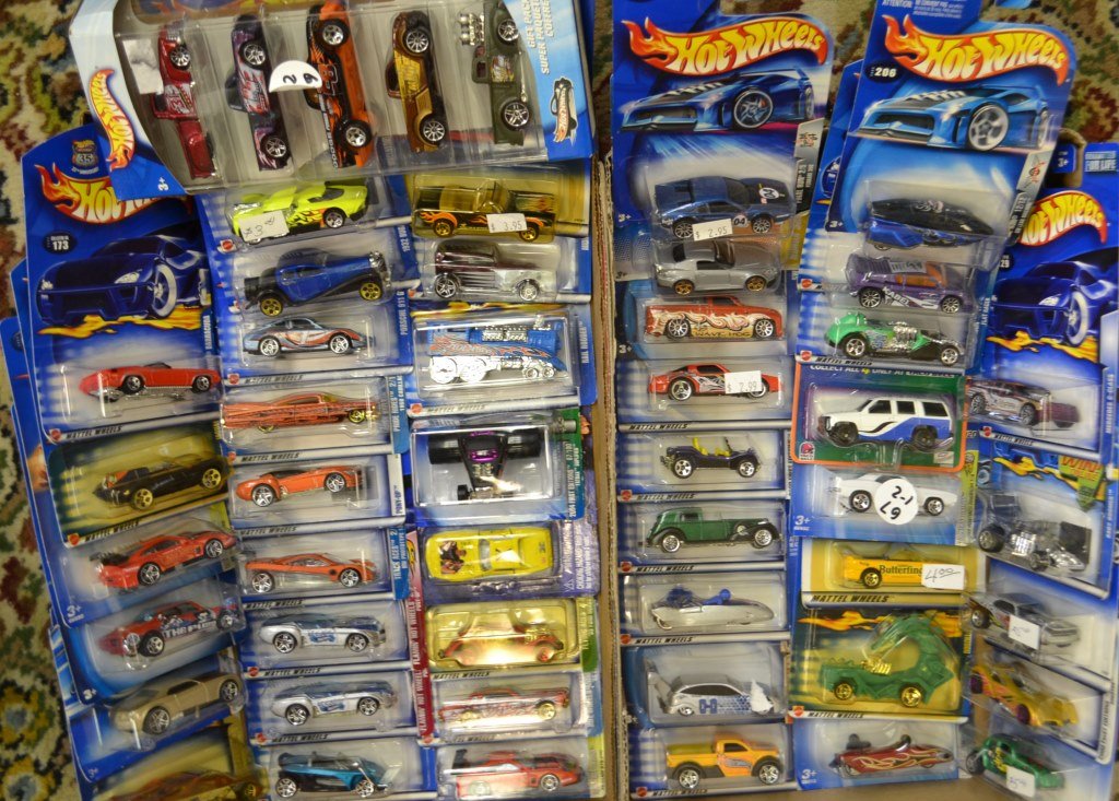 50 Hot Wheels Die Cast Cars: 50 Hot Wheels Die Cast Cars in Original Card Back Bubble Displays