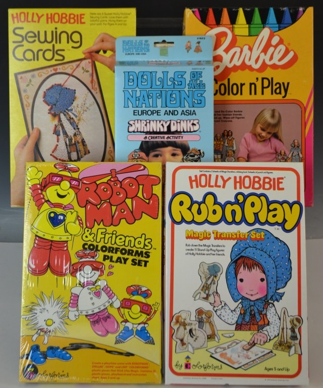 Five Colorform Activity Sets: Five Colorform Activity Sets including: Robot Man, Holly Hobbie, Barbie, etc