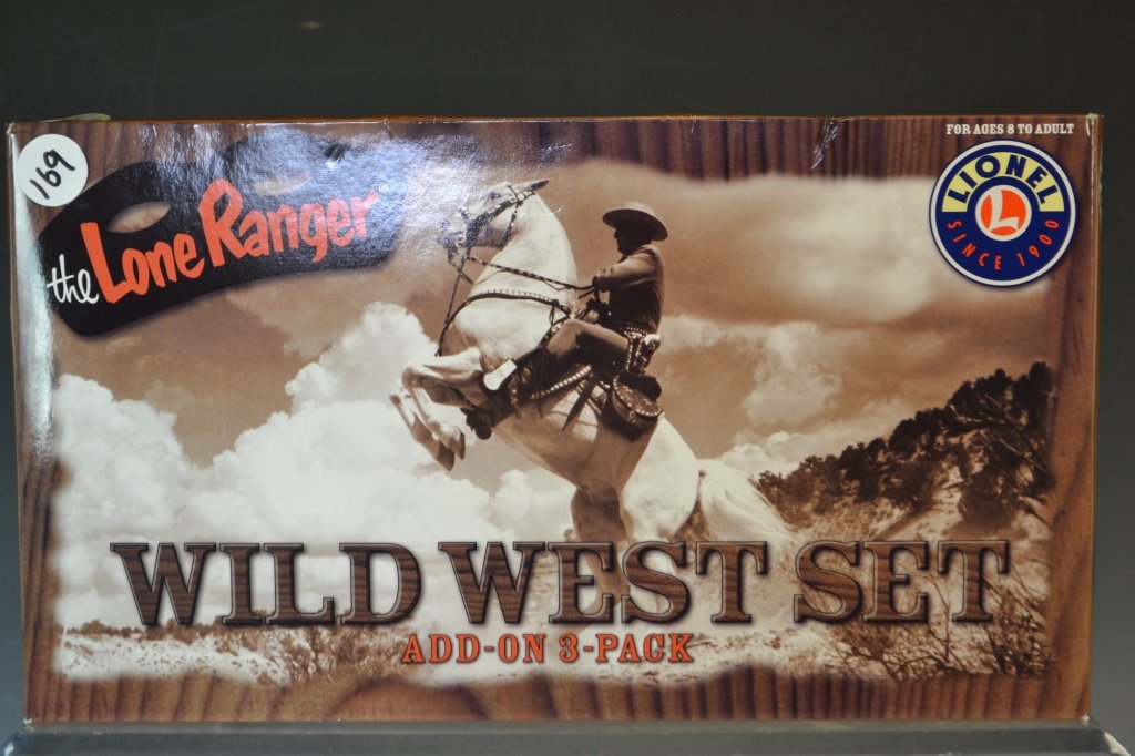 Lionel " Lone Ranger Expansion Pack" MIB: Lionel " Lone Ranger Expansion Pack" MIB #6-11162 including: Kemo Sabe Coach # 6-35192, Bullseye Ammo. Reefer. car # 6-25080, Strong Box Vault car # 6-29631
