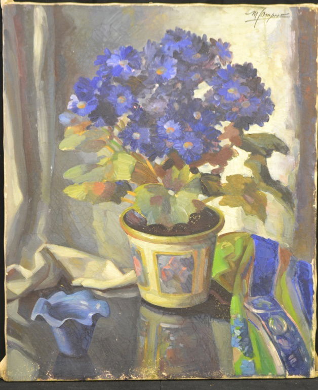 Early 20thC Oil on Canvas Still Life of Hydrangea (1 of 3)