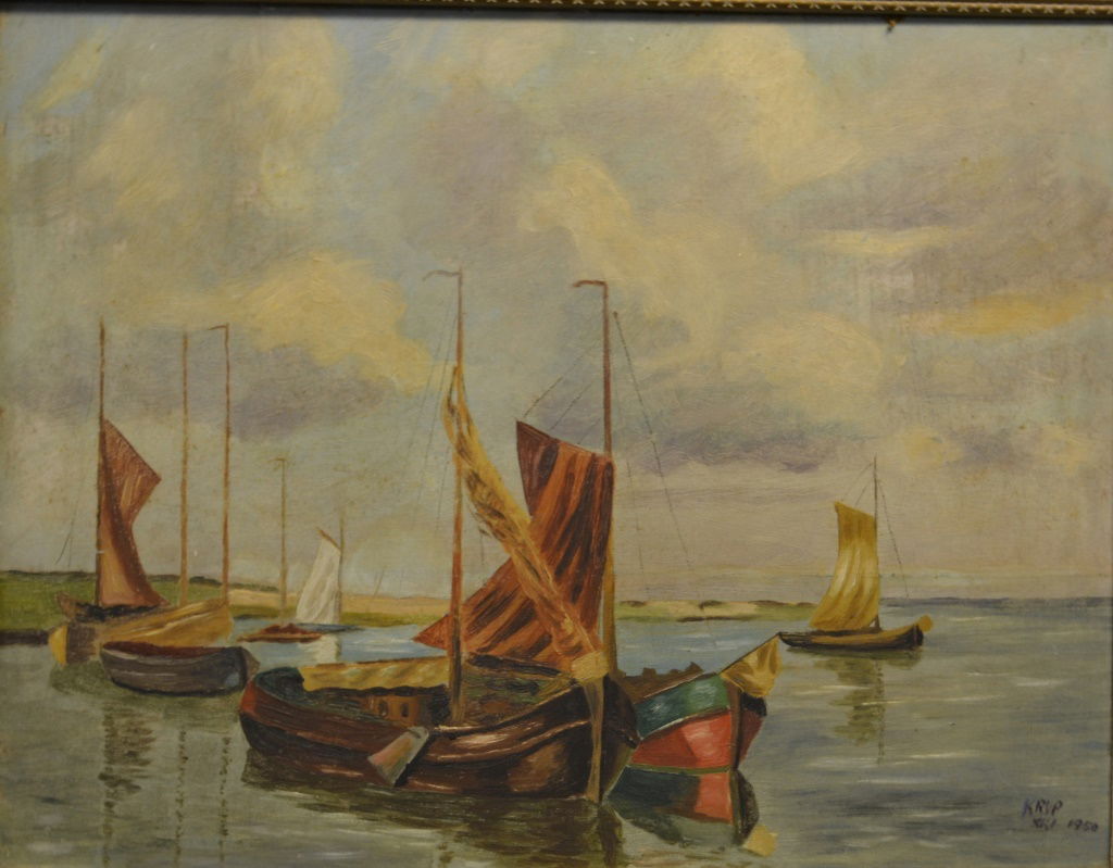 Mid 19thC Oil on Board, Harbor Scene (1 of 3)