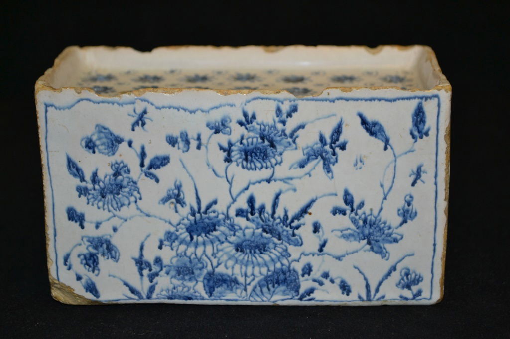 English 18th Century Delft Flower Brick (1 of 3)