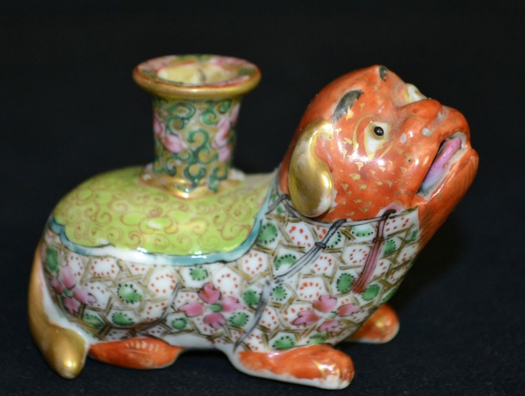 19th C Miniature Famille Verte Foo Dog Incense (1 of 3)