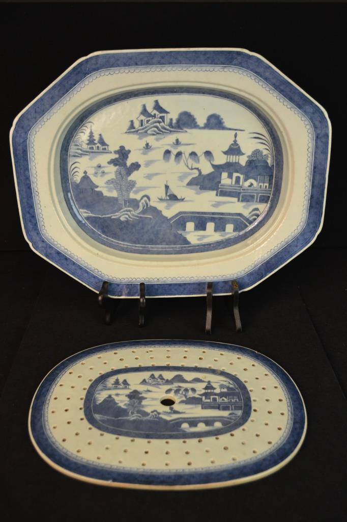 Canton Fish Platter w/ Strainer Circa 1820 (1 of 4)