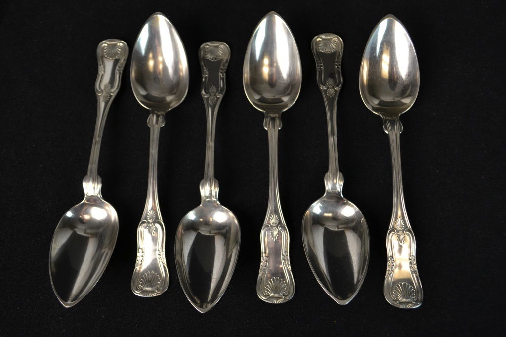 Assembled Set (6) of King Pattern Soup Spoons, NY (1 of 5)