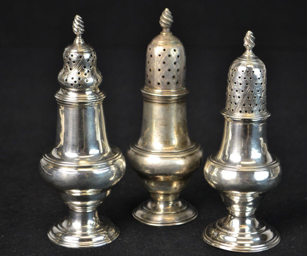 Three 18th C London Sterling Silver Casters (1 of 2)