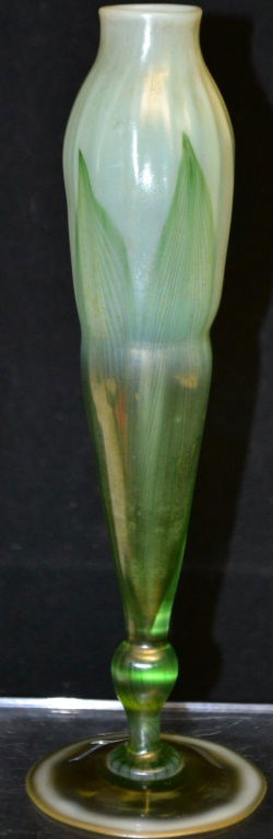 Tiffany Favrile Glass Floriform Stem Vase Signed (1 of 4)