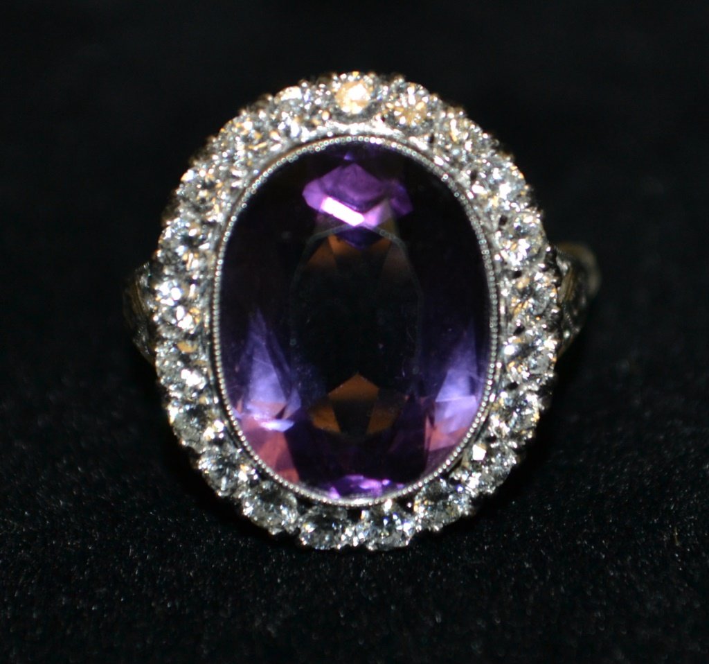 Platinum Genuine Amethyst w/ Diamond Accent Ring (1 of 2)