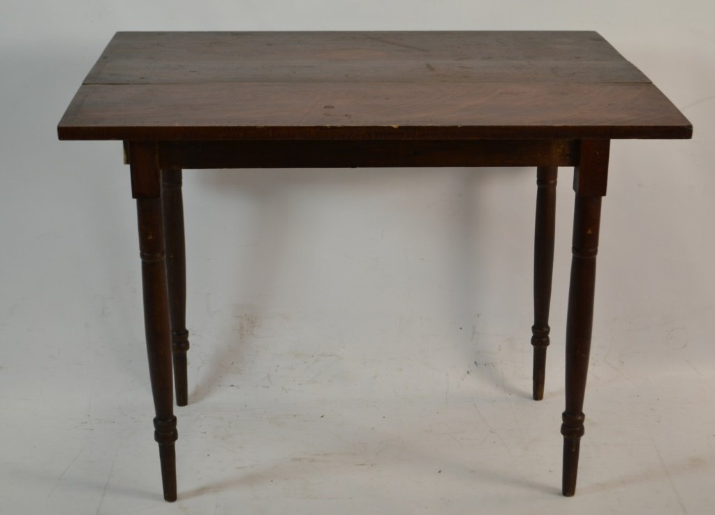 19th C Grain Painted Drop Leaf Table: Fine 19th C Grain Painted Drop Leaf Table measuring approx. 30"h x 18.5"w x 36"d (closed) open 38"d