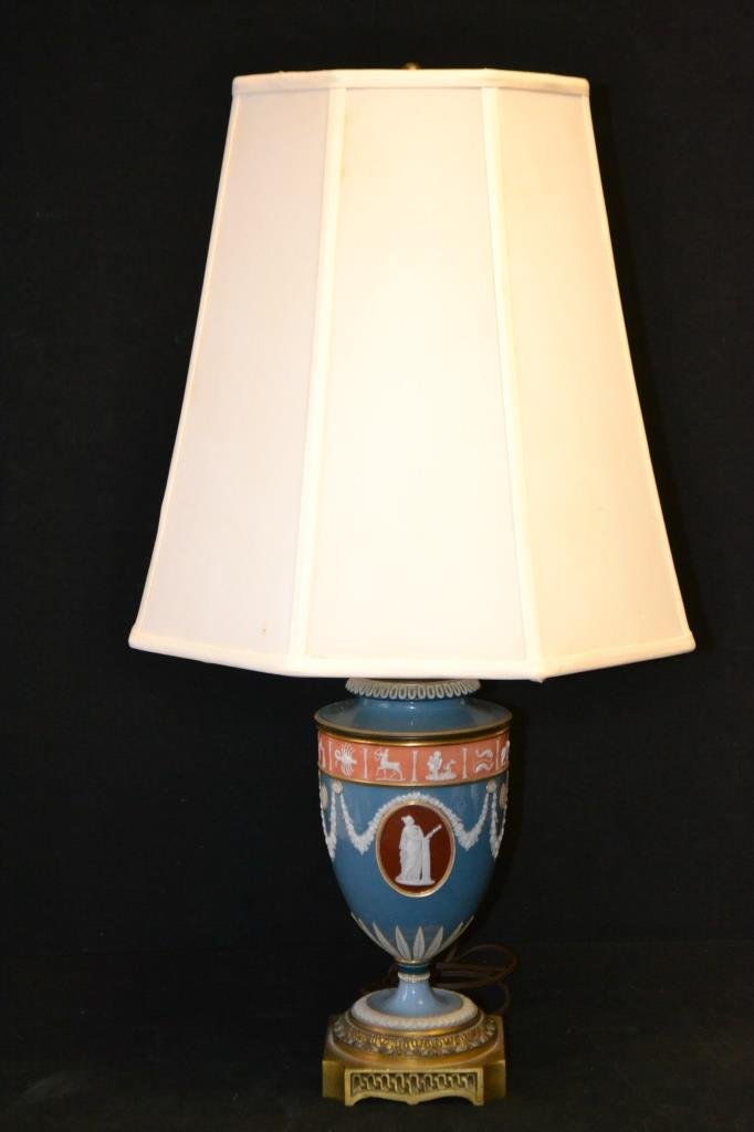 Wedgewood Style Lamp: Wedgewood Style Lamp featuring cameo design with astrology figures and multiple color
