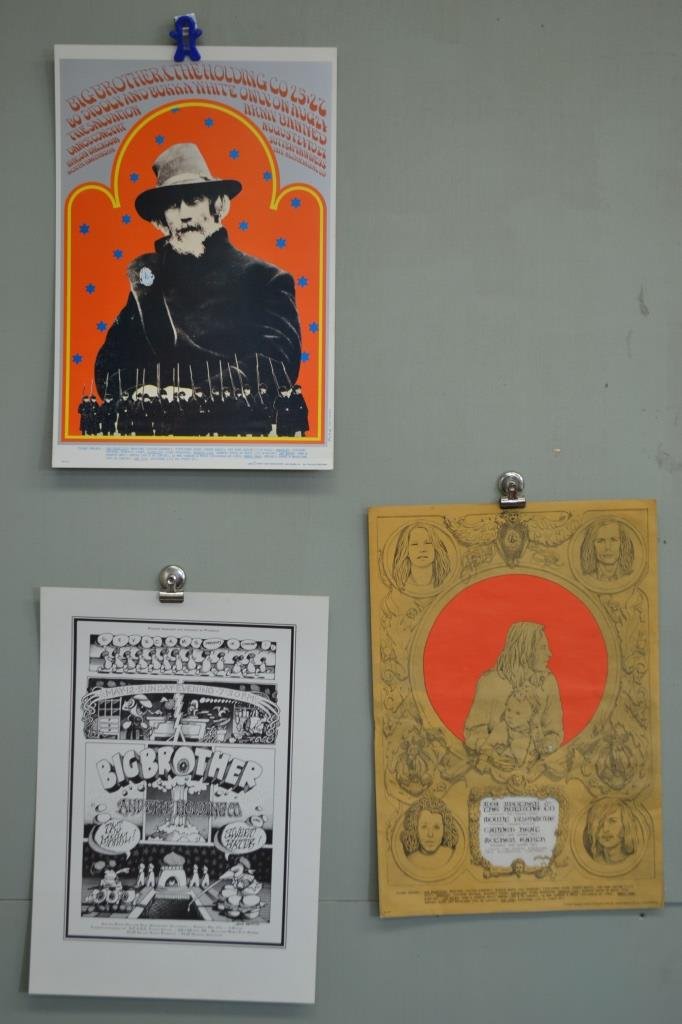 Three Big Brother & The Holding Company Posters: Three Big Brother & The Holding Company Posters 1st poster dated 1967, 1st print, featuring Bo Diddly. Measures approx. 13.5"x20.25", 2nd poster dated 1967, 1st print featuring, Canned Heat. Measures 