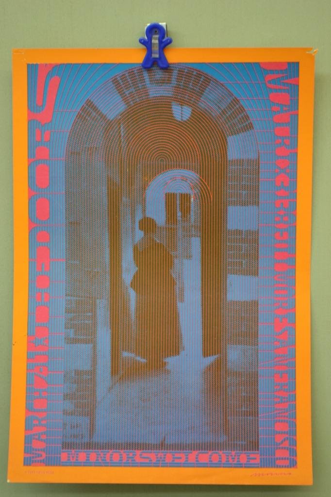 Bob Marley & The Doors Posters: Bob Marley & The Doors Posters; the Bob Marley poster is from 1980 and is from a Germany concert measuring 23.5" x 33"; The Doors is a 1967 Matrix concert with staples in corners measuring 14.25" x 20