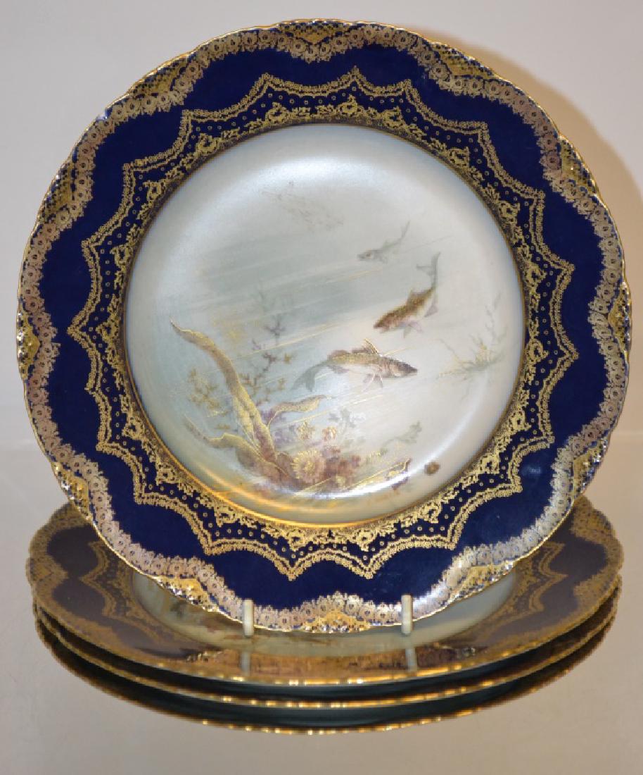 Haviland Limoges Cobalt and Gilt Sea Food Plates (1 of 6)