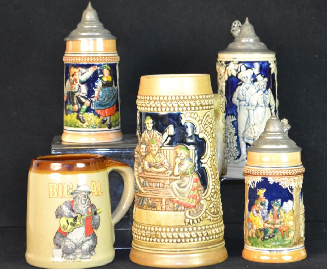 3 Lidded German Beer Stein & 2 Others (1 of 9)