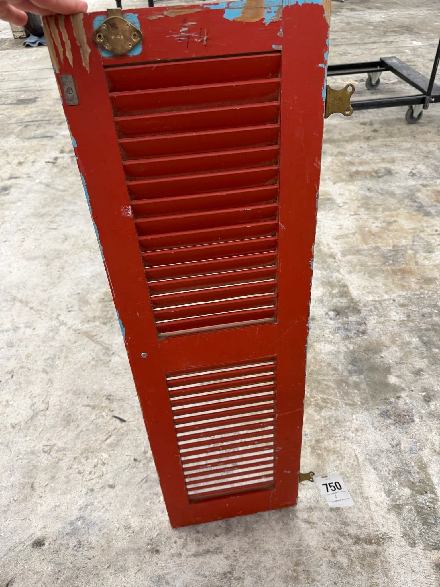 Painted Red Wooden Shutter with Brass Hardware (1 of 1)
