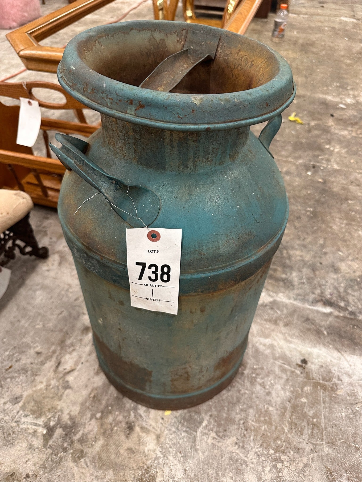 Blue Metal Milk Can with Handles (1 of 1)