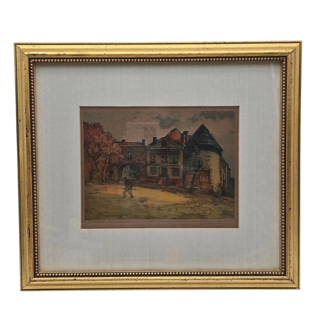 Framed Lithograph CHATEAU CHINON PORTE NOTRE DAME Signed #181 (1 of 7)