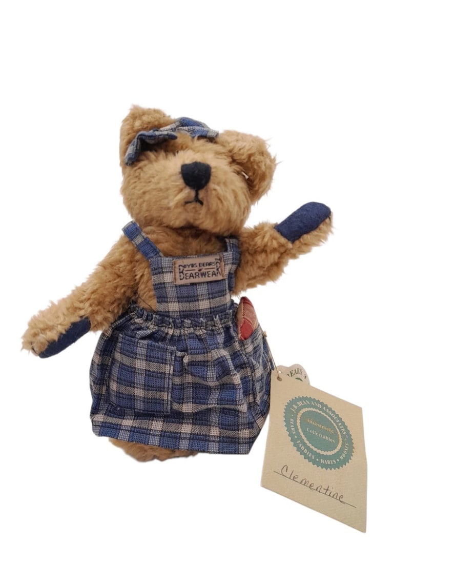 Boyds Bears Bearwear Plush - "Clementine" Jointed Bear in Blue Plaid Dress & Headpiece - Vintage Col (1 of 4)
