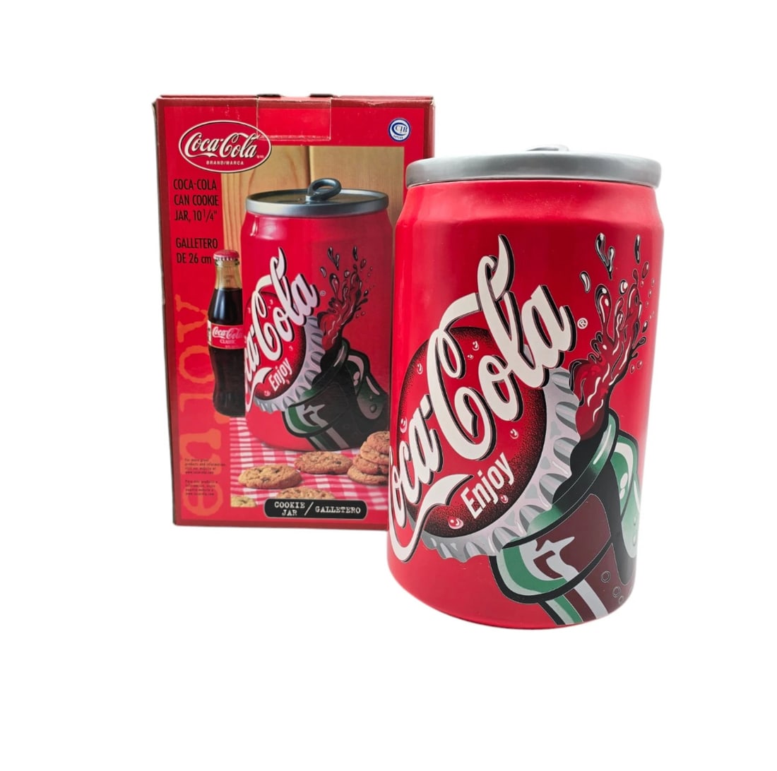 NIB Coca-Cola 10 1/4" Coke Soda Can Cookie Jar 2001 Gibson (1 of 7)