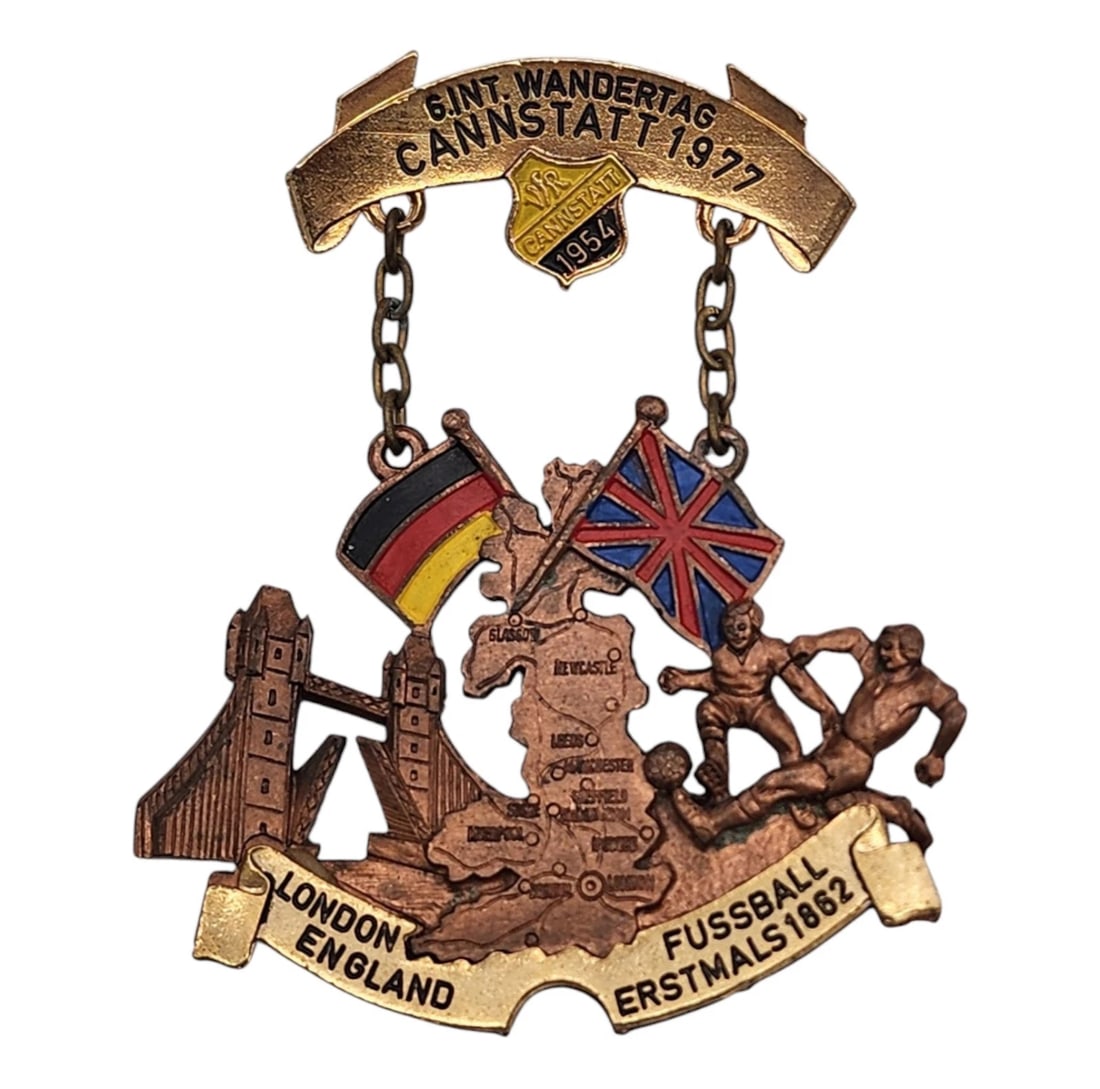 Vintage 1977 BJNT Wandertag Cannstatt London England Fussball Medal Soccer (1 of 7)