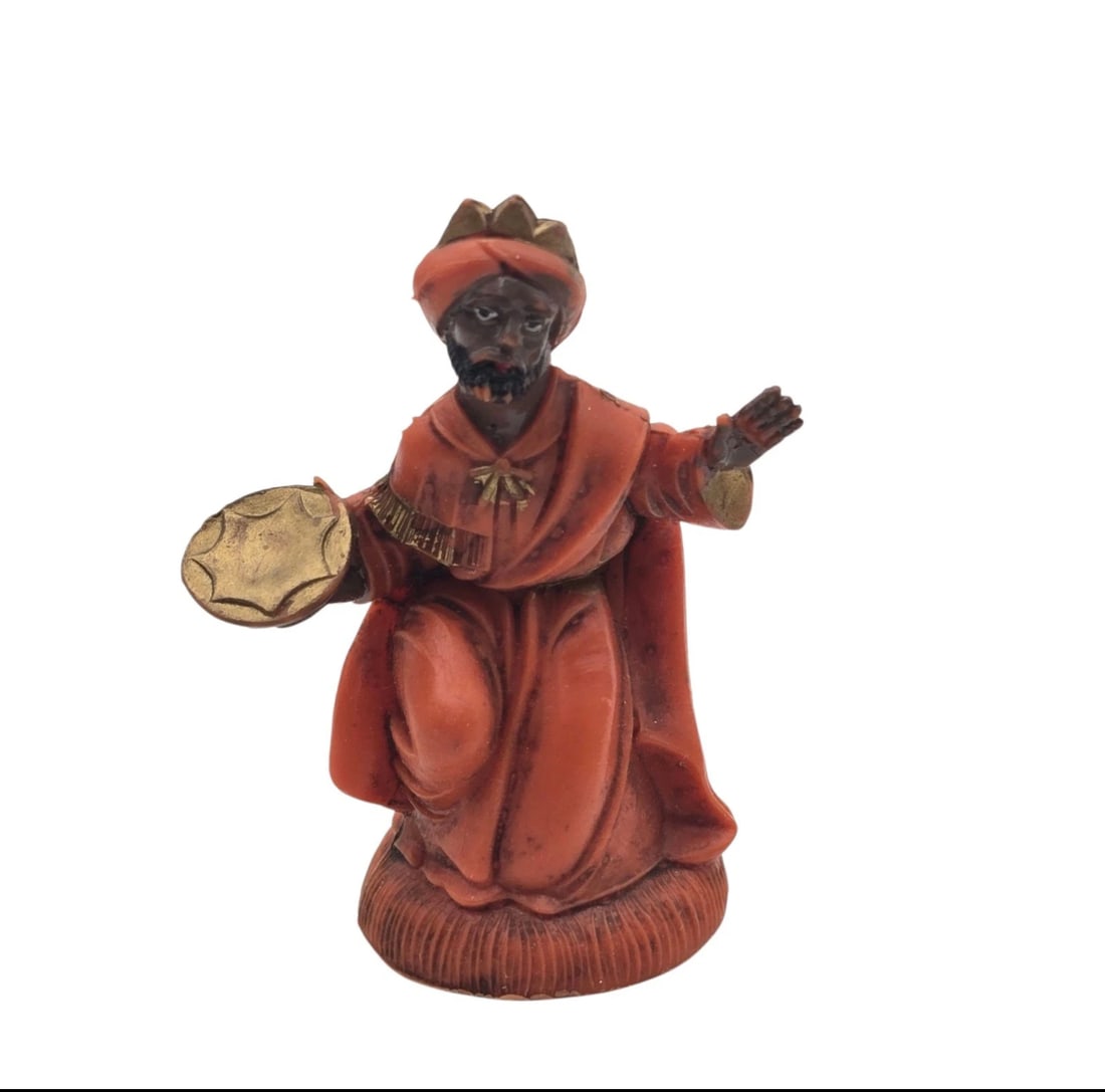 Vintage FONTANINI Wise Men Orange Outfit Nativity Figures Plastic Italy (1 of 4)