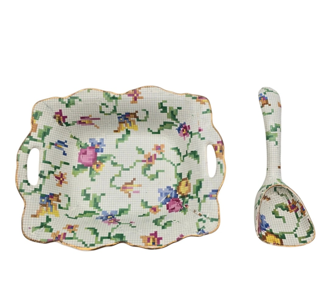 Antique Grimwades "Winton" Chintz "Royal Winton" Style Porcelain Serving Dish & Scoop Set (1 of 6)