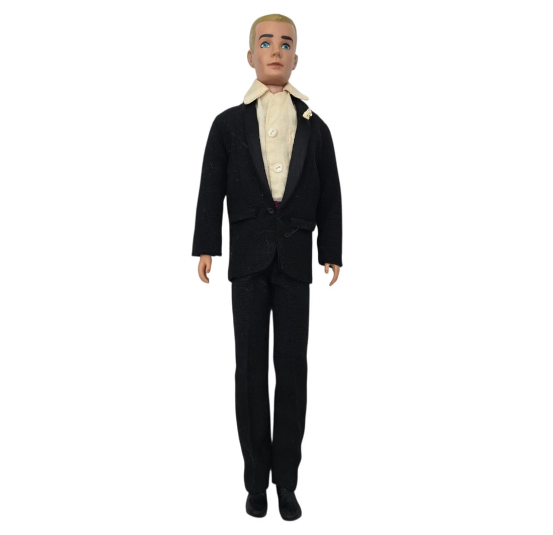 Vintage Ken Doll Dressed in Tuxedo Blonde Hair Blue Eye Shoes Suit Jacket Pants (1 of 7)