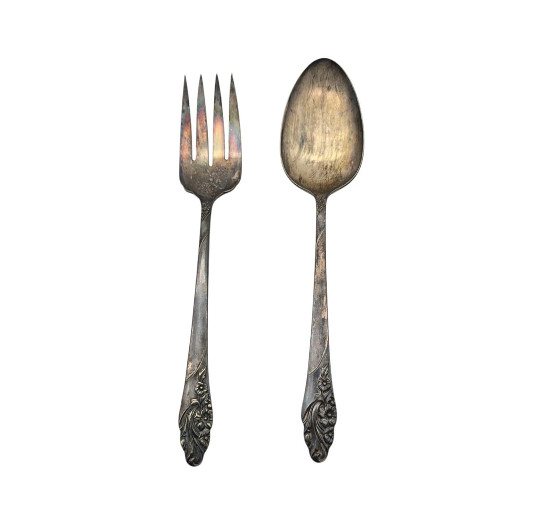 2 pc Serving Spoon And Meat Fork EVENING STAR Community Oneida Silverplate (1 of 7)