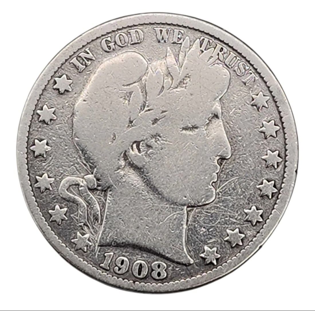 1908 O Barber Half Dollar Silver Antique American Collectible Coin (1 of 3)