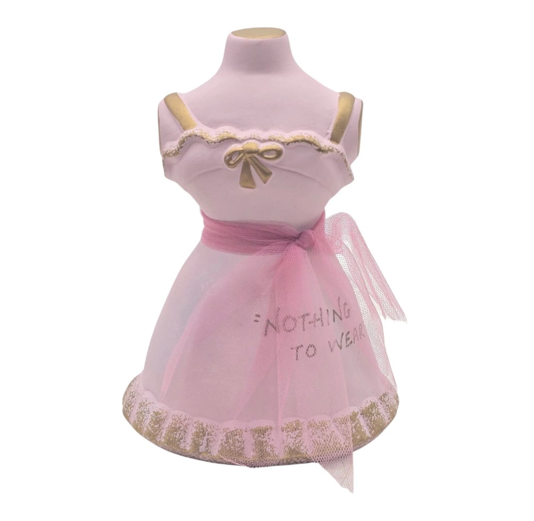 Pink Dress With Gold Trim Nothing To Wear Piggy Bank Bust 6.5" Tall (1 of 6)