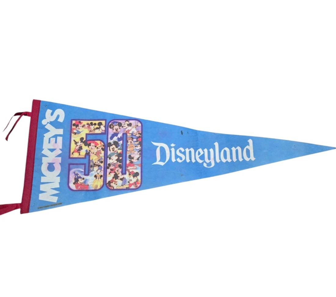 Vintage Disneyland Mickey's 50th Pennant Flag Banner Walt Disney (1 of 3)