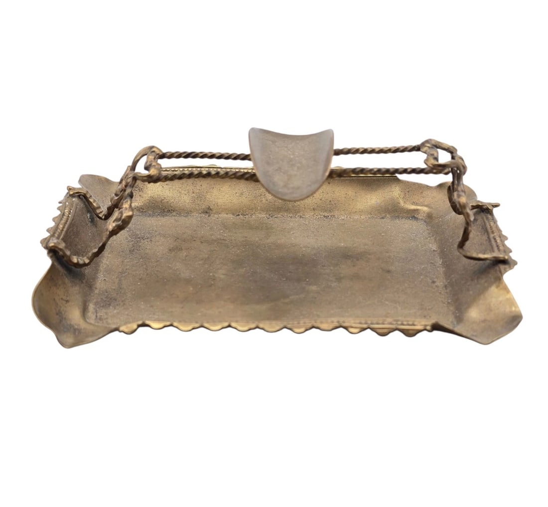 Vintage Brass Rope Trim Cigar Cigarette Ashtray Victorian Desk Decor (1 of 7)