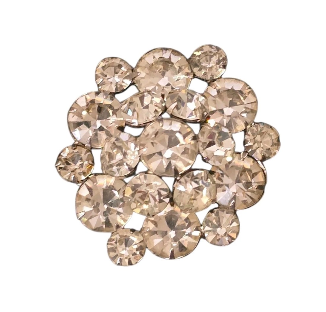 Vintage Rhinestone Brooch, Unsigned Dome Brooch 1960's Tiered (1 of 4)