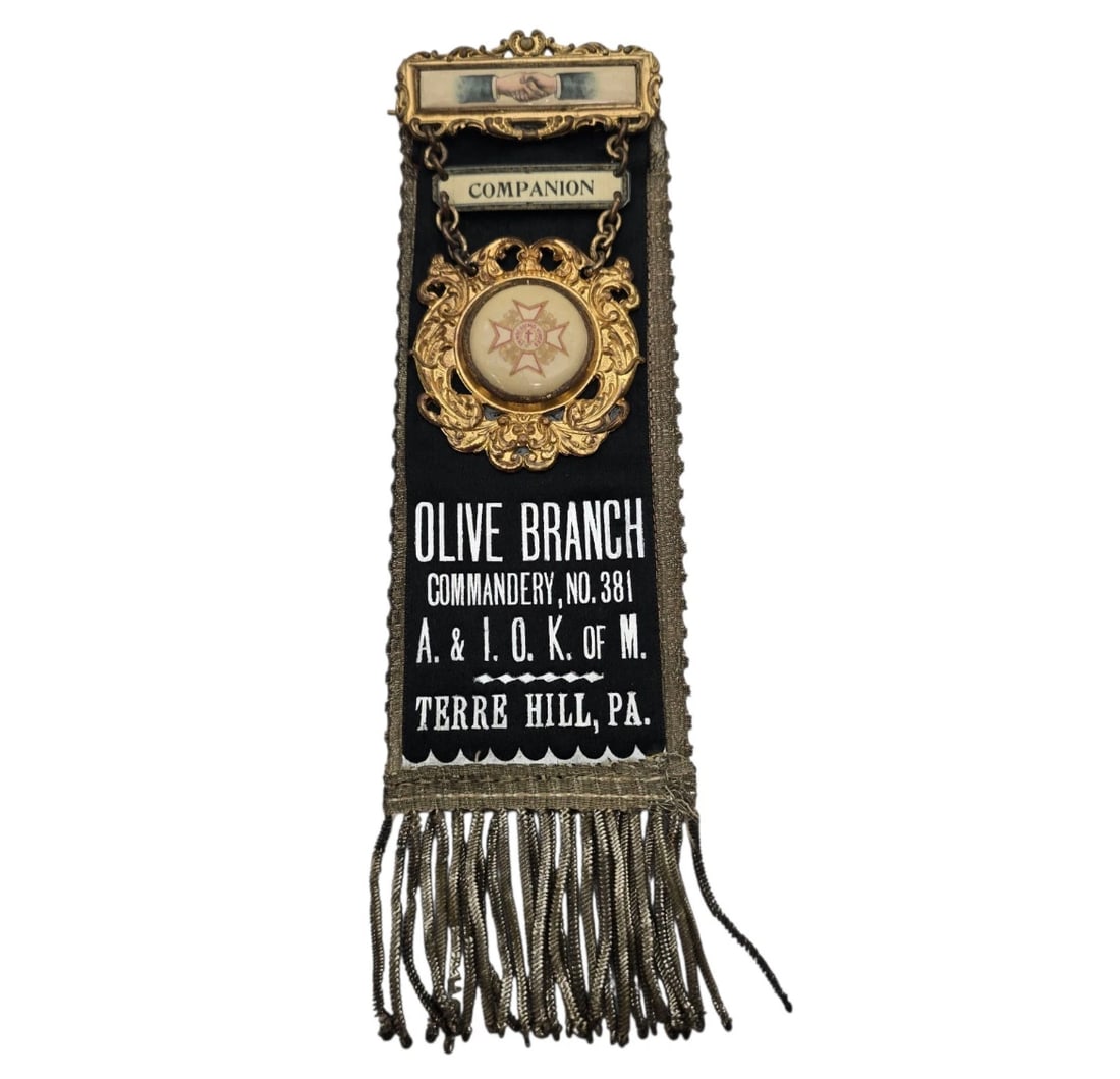 Vintage A. & I. O. K. of M. Olive Branch Commandery Fraternal Ribbon Terre Hill (1 of 5)