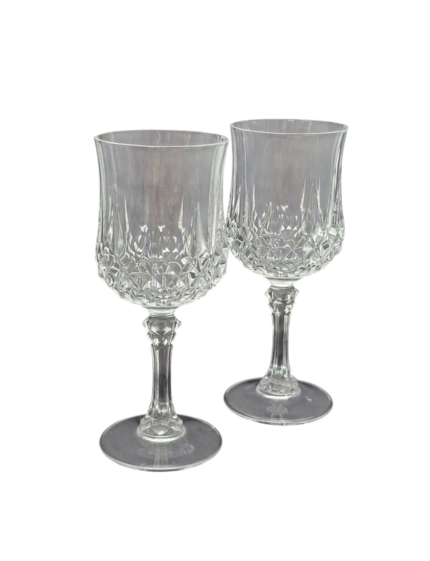 Set Of 2 Cristal D'Arques Longchamp Crystal Wine Water Glasses France (1 of 5)