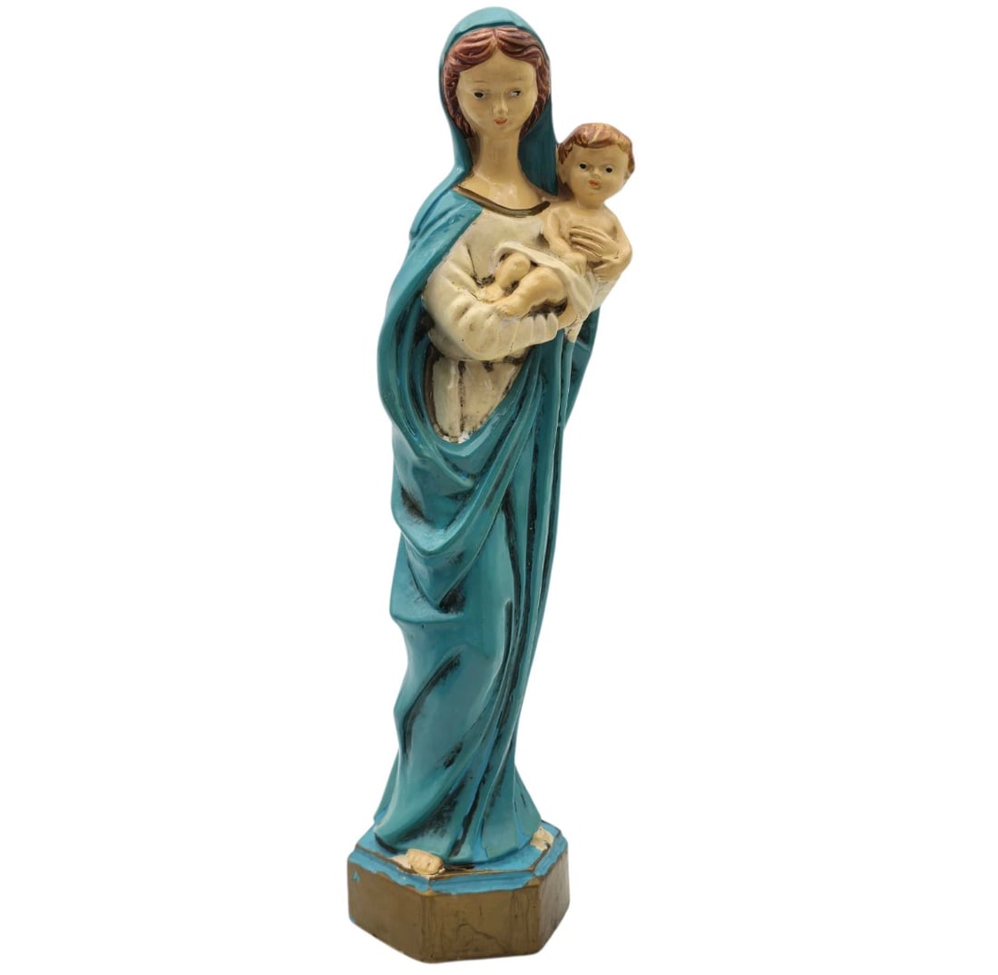 Vintage Mary and baby Jesus Figure 1950â€™s Composition Figure (1 of 5)