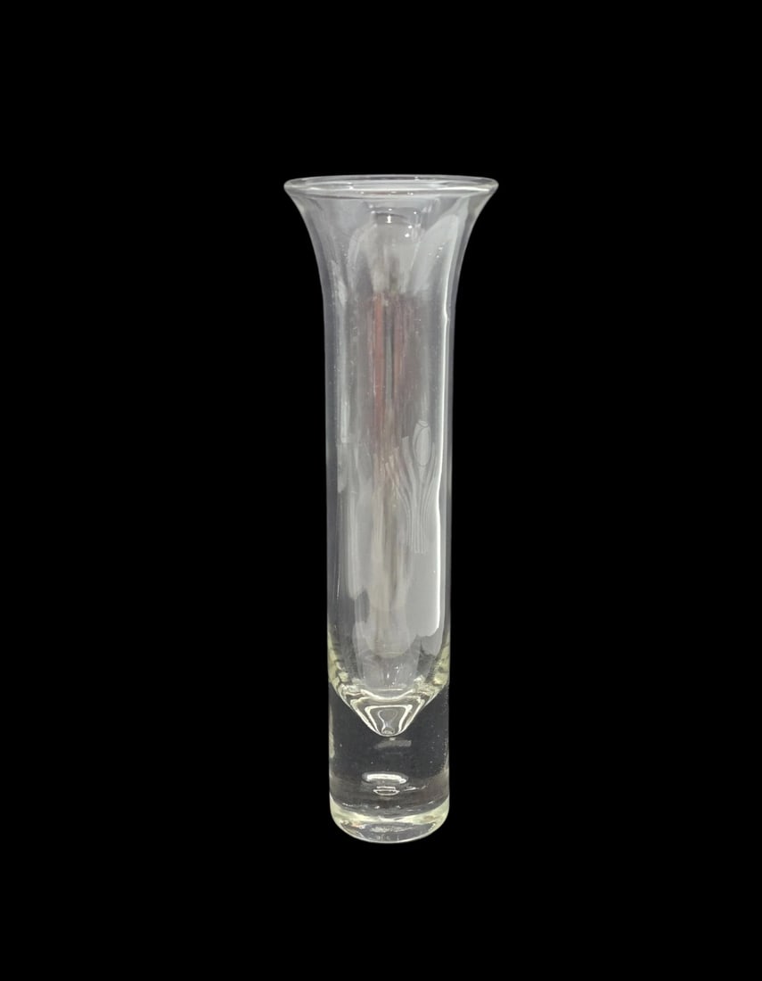 Vintage Controlled Bubble Base Art Glass Flared Vase 8" Tall (1 of 3)