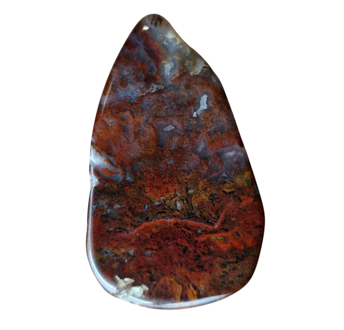 Polished Red Moss Agate Teardrop Cabochon Specimen (1 of 4)