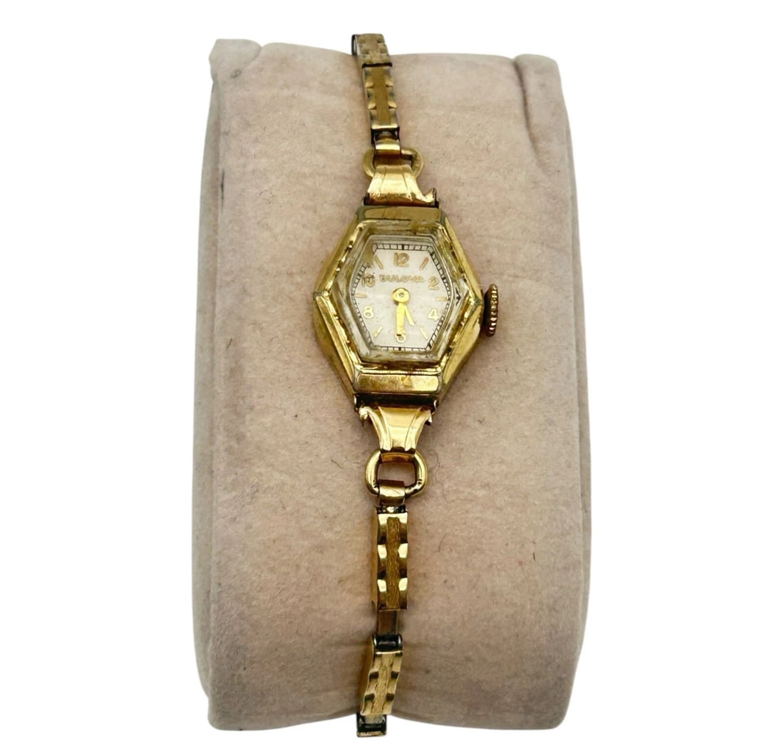 Vintage 10K Gold 1964 Bulova Manual Wind Lady Watch Stretch Band Parts Only (1 of 4)